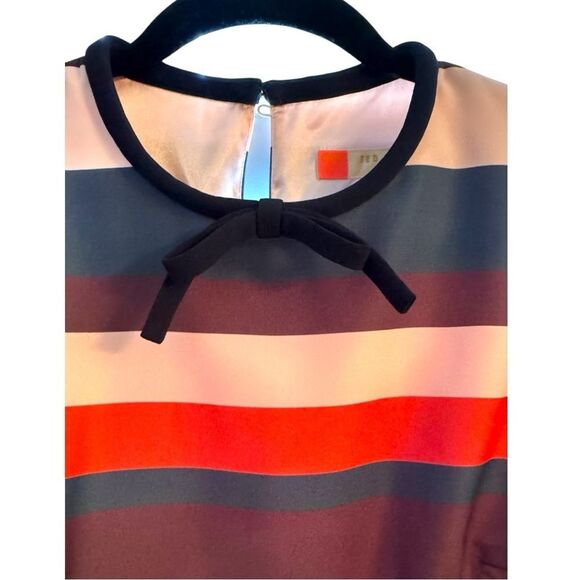 Ted Baker Yakira Striped Shift Dress – Sz S Mod Colorblock 3/4 Sleeve Mini Dress - Picture 4 of 12